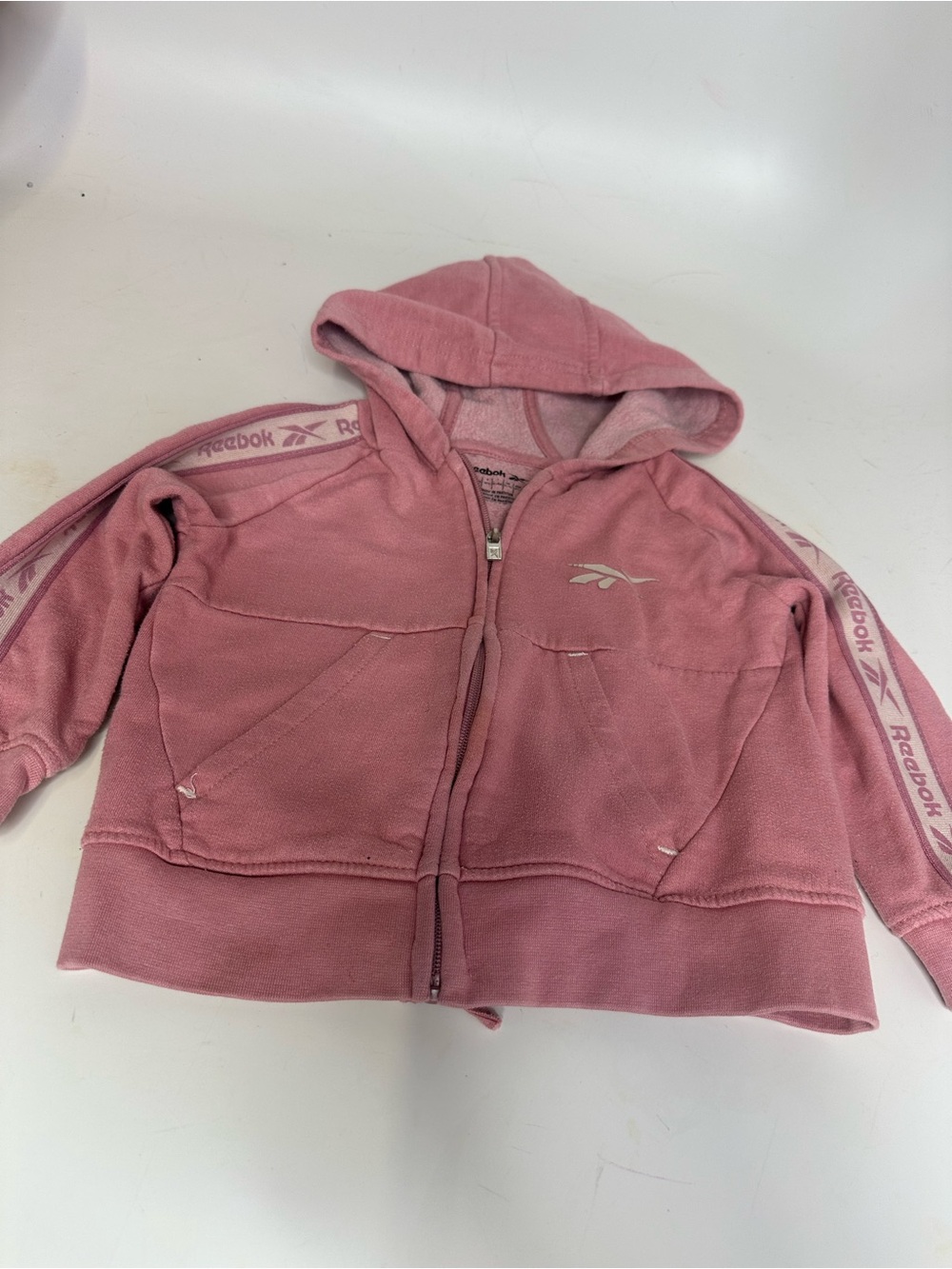 Reebok Girls' Dusty Pink Hooded Zip-Up Jacket